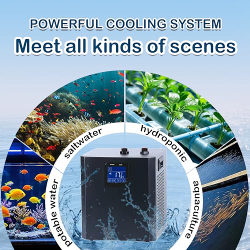 Image of 79 Gallon Aquarium Chiller, Fish Tank Chiller,1 /3 HP Active Aqua Chiller for Axolotl, Aquarium Cooler with LED Display, Pipe, Water Pump, Remote Control