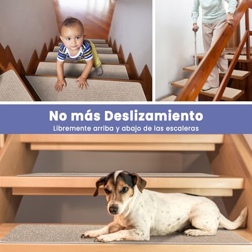 Alfombrillas para escaleras antideslizantes y reutilizables con base autoadhesiva lavable 7