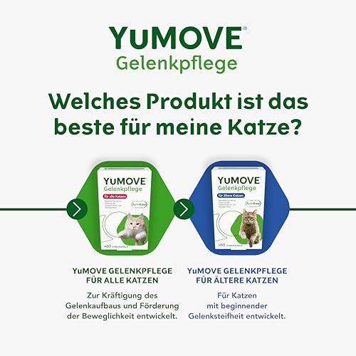 YuMOVE Grünlippmuschel Katze Gelenkkapseln - 60 Kapseln - Für Katzen ab 8 Wochen - Beweglichkeit und Gelenkkomfort - Mit Grünlippmuschelextrakt und Gelenk-Komplex Katze für aktive Unterstützung