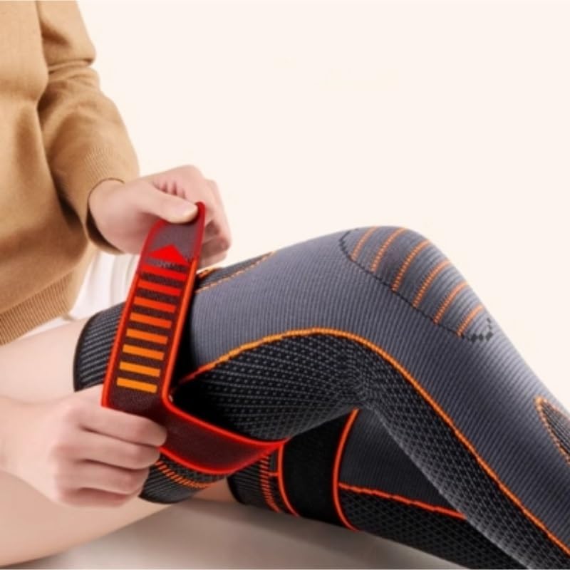 Exercise, protection Extended Knee Pads Knee Pads Anti-slip Plus Straps Old Cold Legs Wormwood Thickened for Fitness, cycling, running, playing football(Orange,X-Large)