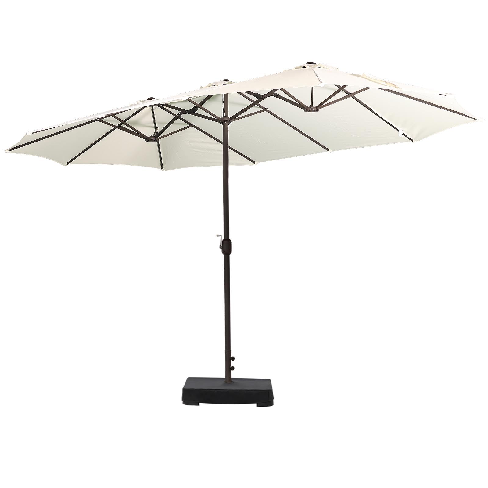 Cowvie Beige 4.5M Double-Sided Patio Parasol, Large Sum Umbrella With Base, Outdoor Market Umbrella For Dining Table