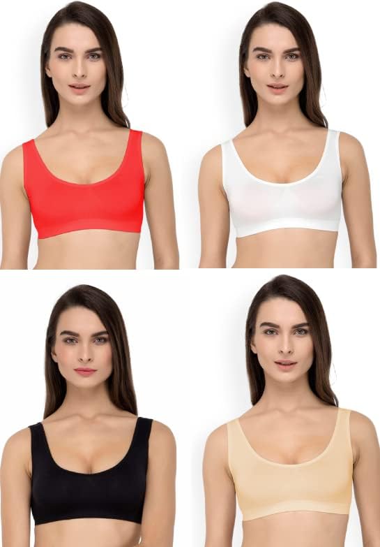 Design by AASHU Creation LIECRY Art Women Cotton Non Padded Non-Wired AirBra Sports Bra (Multicolor) Combo Design No Sports Bra ComboAB7 Any Random Color Will BE Send-image-9
