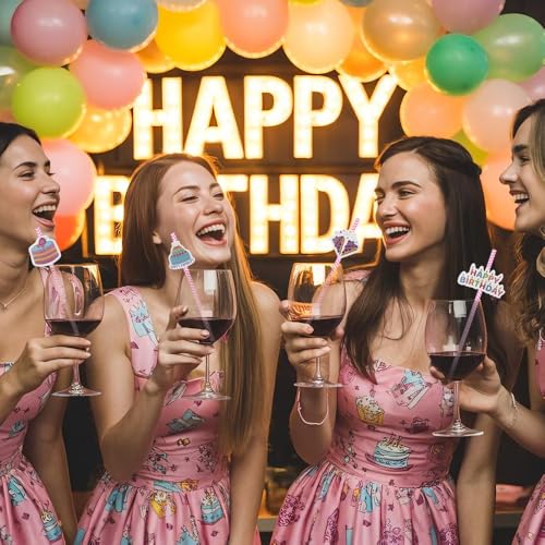 24 pitillos de papel para fiesta color rosa miniatura 7