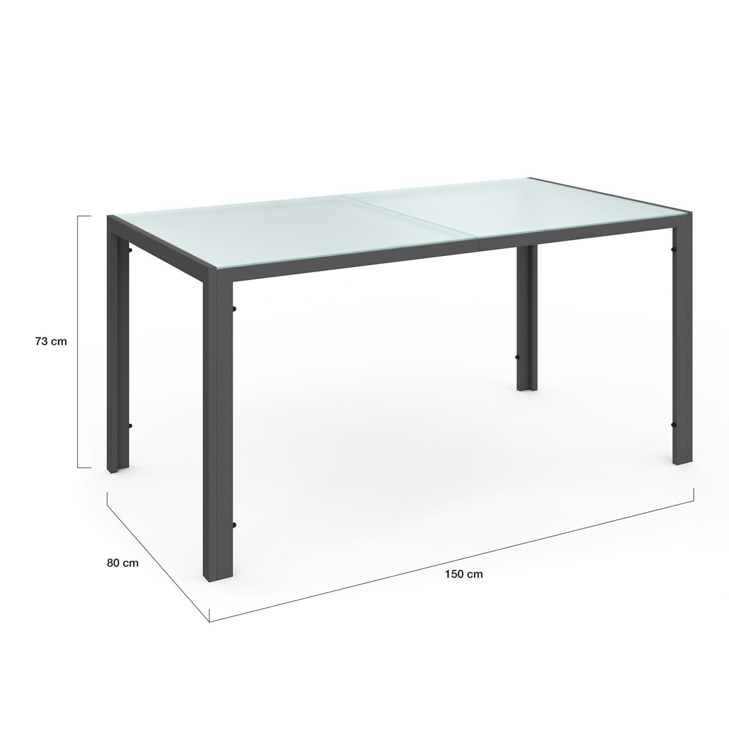 IDMarket - Salon de Jardin Madrid Table 150 CM et 6 chaises empilables Gris Anthracite Plateau Clair