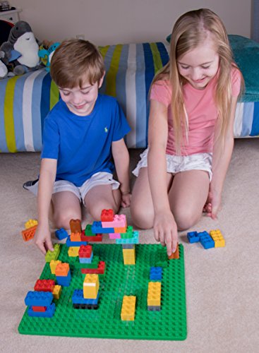 Strictly Briks Classic Big Briks Baseplate 100% Compatible With All Major Brands | Large Pegs For Toddlers | 13.75" X 16.25" Building Brick | Tight Fit Stackable Base Plate | Green #TOP5