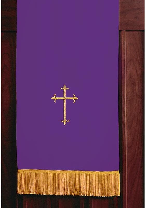 unisex-child Pulpit Scarves - Reversible Lectern Banner Embroidered With Gold Latin Cross