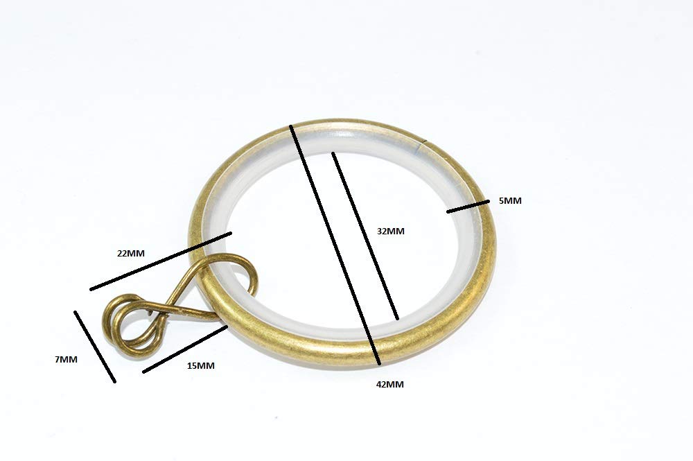 4 x Plastic Curtain Drape Pole Rod Rings Dark Brown 37MM ID 50MM OD