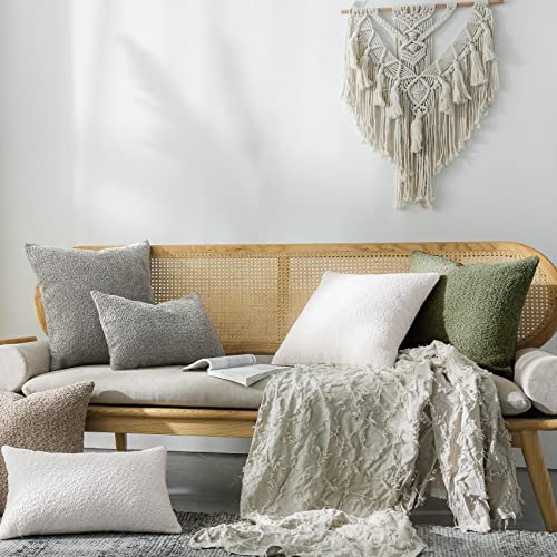 Fiouovo Textured Farmhouse Throw Pillow Covers 20X20 Decorative Pillows For Bed Couch Pillows For Living Room Rustic Pillows Neutral Accent Cushion Cases Set Of 2, Olive Green #TOP3