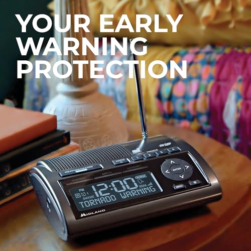 Image of Midland - WR400 Weather Radio Deluxe - NOAA Emergency Alert Scanner - Home Use with Battery Backup - Local County Programming Over 80 Emergency Voice Flashing Alerts - Alarm Clock AM /FM Radio