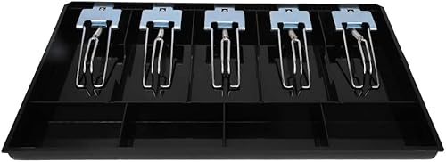 Miniatura 8 de Bandeja de inserción de cajón de caja registradora con 5 compartimentos para billetes4 monedas para almacenamiento de dinero, bandeja de repuesto