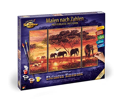 Schipper Adult Paint By Number: Tryptych Elephant Caravan Model Kit #TOP7