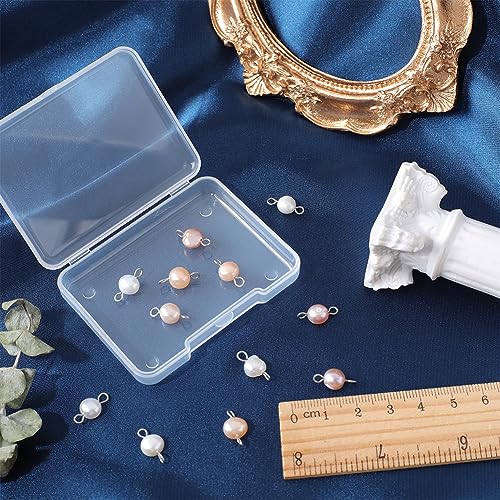SUNNYCLUE 1 Box 30Pcs Pearl Connectors Natural Pearl Connector Beads Round Stainless Steel Linking Connector Charm Double Loop Cultured Baroque Pearl Bead Charms for jewellery Making Charms DIY Crafts - Image 3