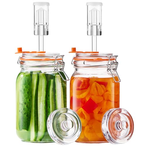 Glolaurge Fermenting Jars 1.5L Fermentation Kit With Glass Weights 2-Pack