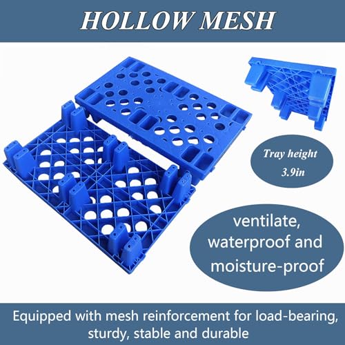 Rhfugboj ZYH06 Plastic Pallet, 6Pcs Lightweight Nestable Blue Polyethylene Pallets thumb #1