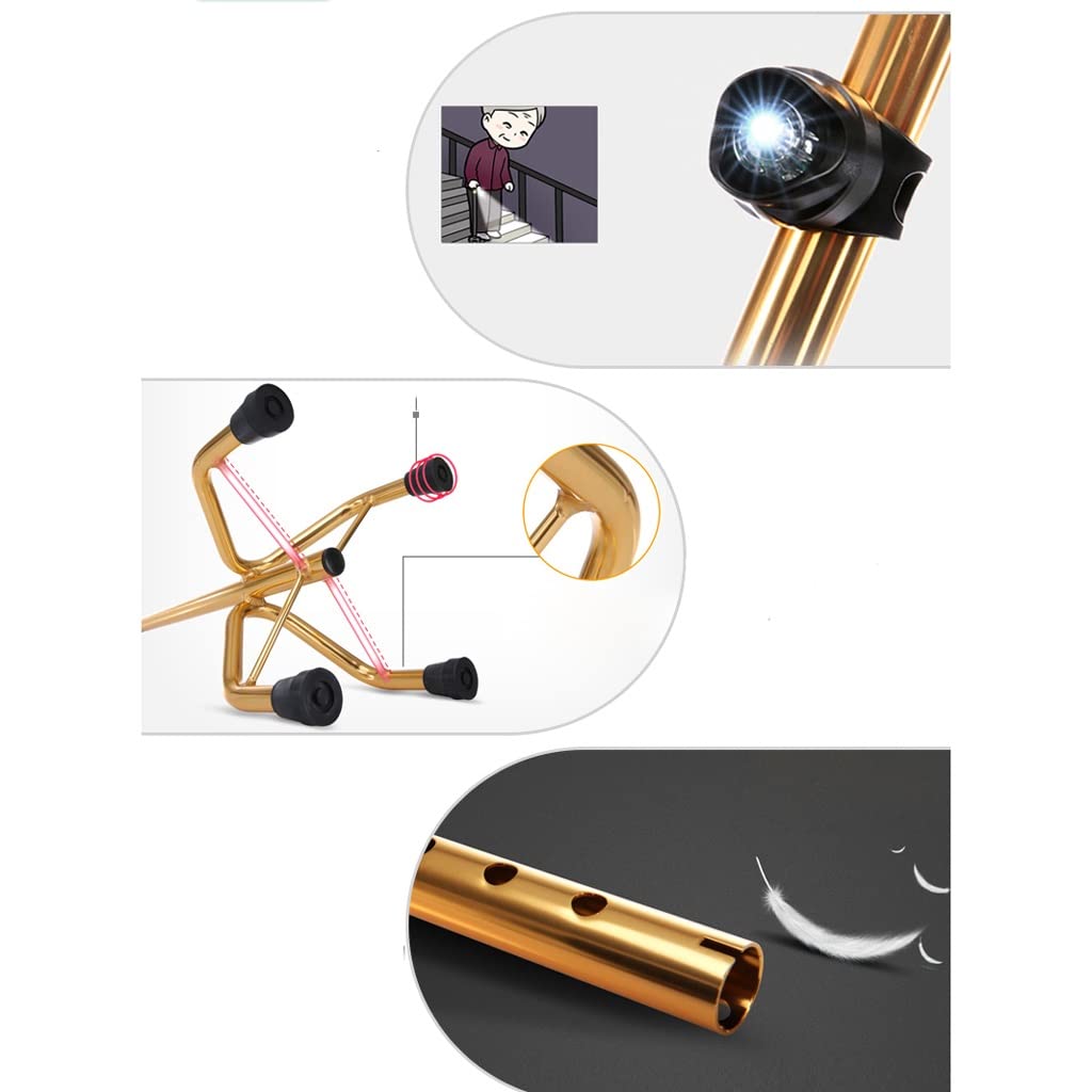 Bastón de Paseo, muleta, bastón para Personas Mayores, bastón de Cuatro Patas, bastón de Ocho Patas, Ligero, Antideslizante, Multifuncional, muletas para Personas Mayores con Hueso