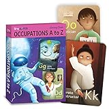 Tiny Worlds: Alphabet ABC Flash Cards, A to Z, A-Z Occupations Vocabulary Learning Cards, Flash Card