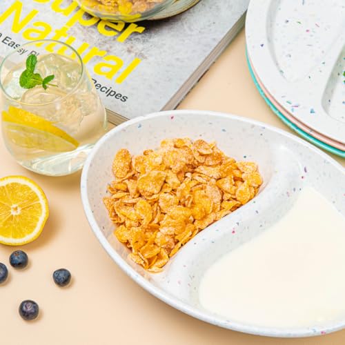 bzyoo Confetti Divided Bowl Set of 2, 100% Melamine BPA-Free Stackable Unbreakable Bowls with Two Compartments, Ideal for Snacks, Chips & Dips, Cereal, Dishwasher-Safe Color: White by bzyoo - Used condition - Image 2