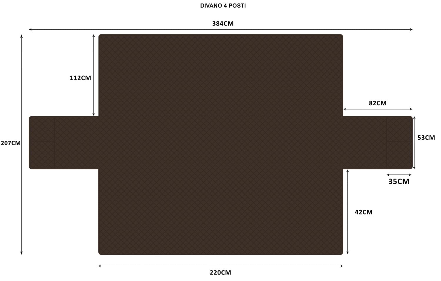 sevi's Copridivano 4 Posti con Braccioli - Copridivano Impermeabile - Reversibile - Antigraffio Gatto - Antimacchia - OEKO-TEX - Copri Divano Trapuntato in Microfibra (4 Posti, Marrone)