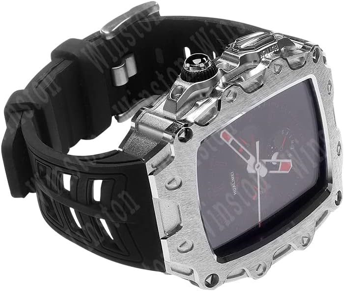 Metal Watch Case Sillicone Band Modification Kit，For Apple Watch 44mm 45mm Series 9 8 7 6 5 4 SE Upgrade Replace Rubber Strap Bumper Cover Accessories