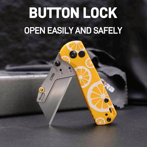Image of CJRB Boxer Pocket Folding Utility Knife, EDC Knife with 10PCS Total Blades, Small Pocket Knife with G10 Handle for Men Women(J1967 Lemon Yellow)
