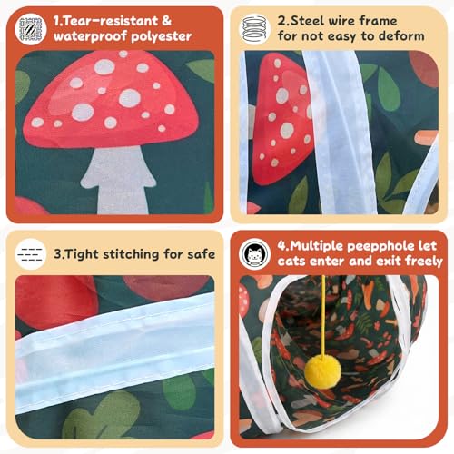 Image of Cat Tunnel for Indoor Entertainment, Tear-Resistant Cat Play Tube with Play Ball, Collapsible Pet Tube with Interactive Peephole, Ideal for Kittens Puppies Rabbits (Octopus-Shaped)