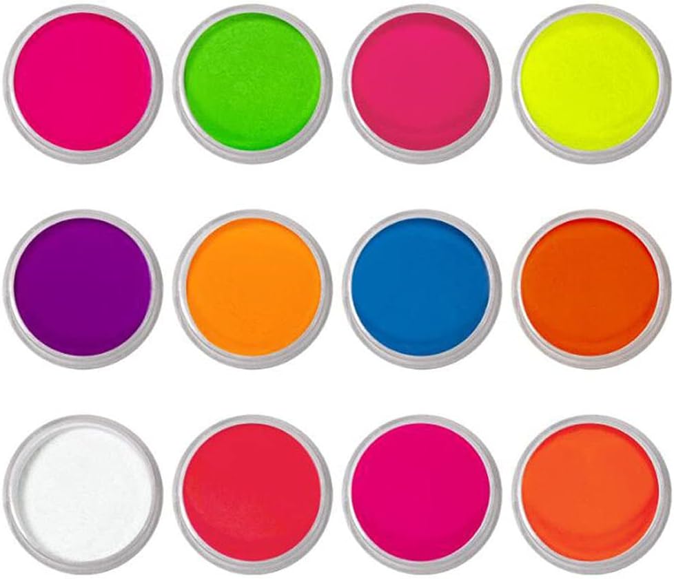 12Pcs Fluorescent Mica Powder Blacklight Luminous Epoxy Resin Dye Soap Colorant for Soap Making Supplies, Natural Slime Coloring Soap Dye for Paint,Nail Art,Bath Bomb