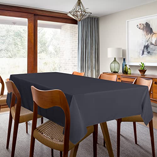 Image of sancua 2 Pack Dark Grey Tablecloth 54 x 78 Inch, Rectangle 4 Feet Table Cloth - Stain and Wrinkle Resistant Washable Polyester Table Cover for Dining Tables, Buffet Parties and Camping