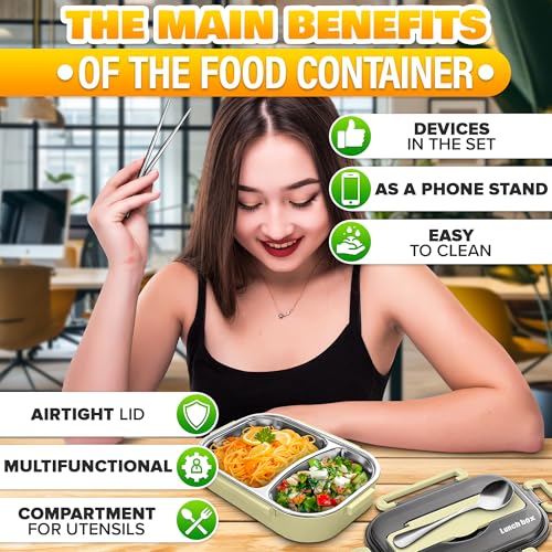 Boîte à déjeuner isotherme Bento - Boite Repas Portable - Pour enfants, adultes, étudiants - Garde les aliments au chaud – vue 4