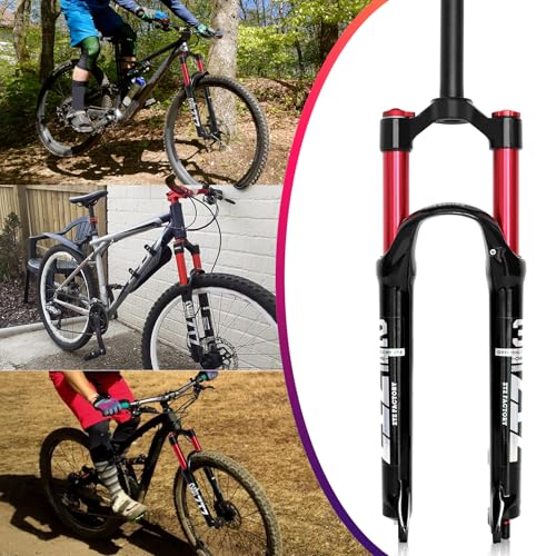 ZTZ MTB Gabel, 26/27.5/29 Zoll, Doppel Luftkammer mit ABS Dämpfung, Aluminiumlegierung, 9mm Schnellverschluss (Red, 27.5)