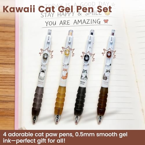 Set de 4 bolígrafos gel con diseño de gatos miniatura 3