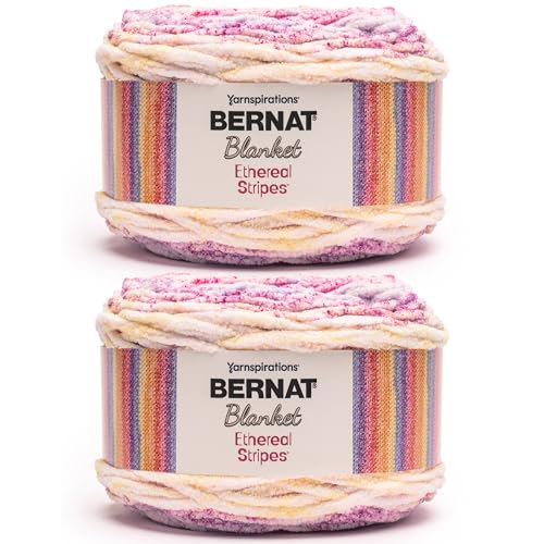 Image of Bernat Blanket Ethereal Stripes Bouquet Yarn - 2 Pack of 300g /10.5oz - 100% Polyester - #6 Super Bulky - 220 Yards - Knitting /Crochet