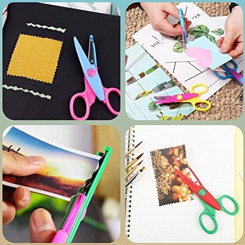 Aoen 4 Pcs Kids Scissors, Safety Scissors Craft Colorful Children Serrated Creative Paper Edger for Crafts, Scrapbooking, DIY Photo & Art Projects