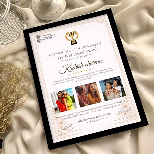 Image of Customized Photo Frame Wall Decor Award, Certificate Gift For Friend Mother Sister Wife and Girlfriend, Personalized Women's Day and Mothers Day Photo Frame Gift For Home Living room Bedroom 23x32 cm