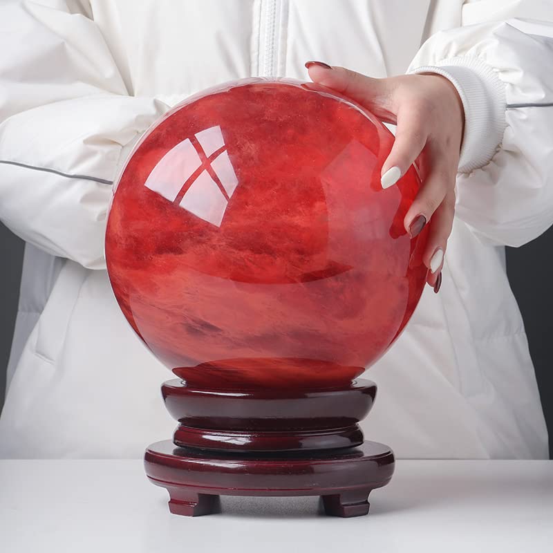 天然 レッド 水晶玉， 赤い水晶玉， 仕事運 人間関係 金運 人気 恋愛運