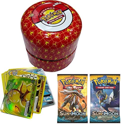 AncientKart Pokemon Round Treasure Tin with GX cards Booster Packs  (Multicolor) : Amazon.ae: Toys