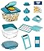 Produktbild Nicer Dicer Chef Professional Gemüseschneider Gemüsehobel manuell 18-tlg, 5.2L Behälter extra Glassschüssel Deckel, Spiralschneider Pommesschneider Küchenhelfer mit Rezept