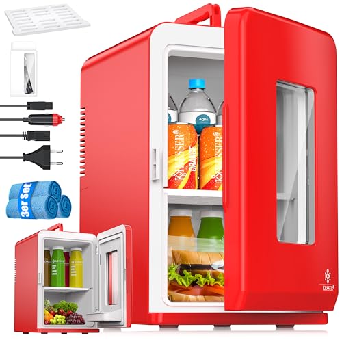 KESSER® Mini Nevera 2 en 1 de 15 l, función de refrigeración y calefacción, toma de corriente AC...