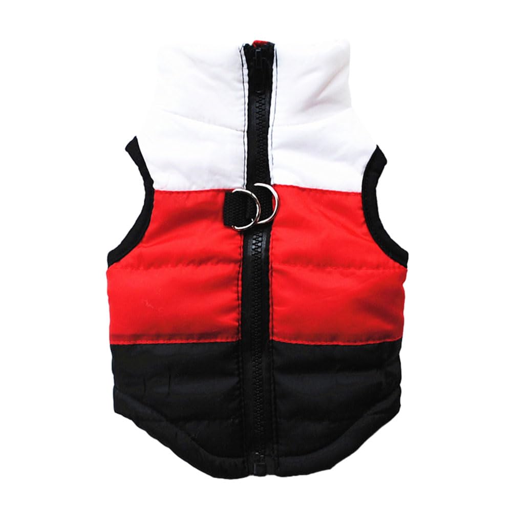 FANSU Dog Coats Reversible Dog Coats Waterproof Windproof Warm Dogs Jacket Winter Vest for Medium Dogs (M,White Red Black)
