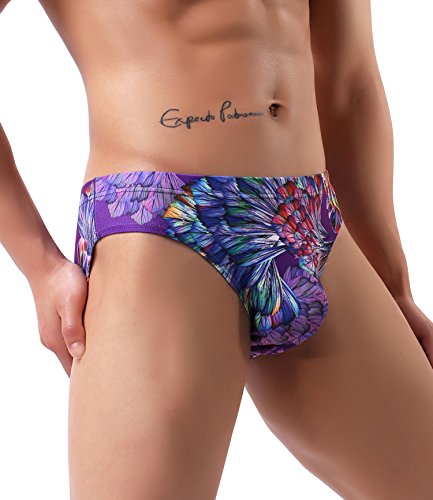 WINDAY Men's Briefs Ice Silk Triangle Bikinis Underwear print Breathable Briefs2