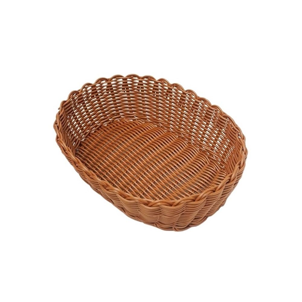 Zhaoj24-05 Fruit Racks Oval Plastic Imitation Rattan Storage Basket Snack Bakery Party Centerpiece(Small)