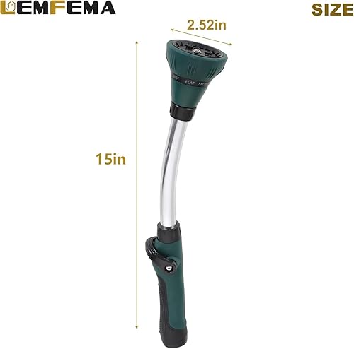 Miniatura 3 de Varita de riego, boquilla de manguera de jardín de 15 pulgadas con 8 patrones de riego ajustables y válvula de cierre de control de pulgar para