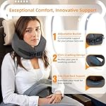 Neck Pillow Airplane Travel Set - Pure Memory Foam Travel Neck Pillow, Plane Pillow for Long Flights Essentials, Sleeping with 3D Contoured Eye Mask, Earplugs, Portable Bag (Darkgrey) - Image 2