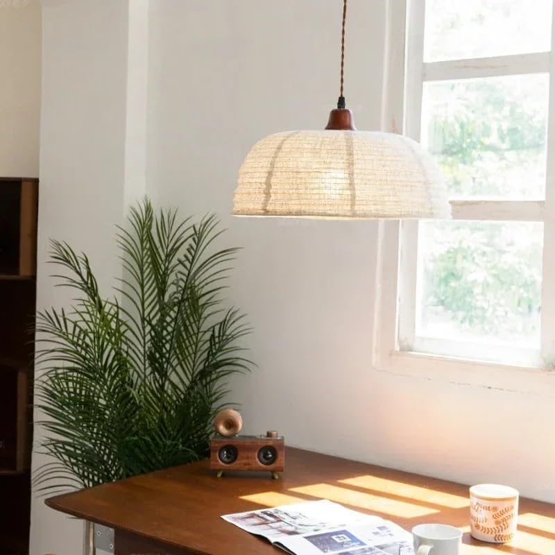 Suspension en lin pour salon, lustre lanterne traditionnelle pour repas chaleureux