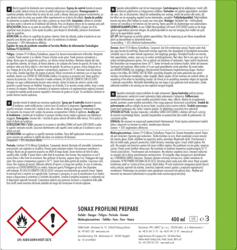 SONAX PROFILINE Prepare (400 ml) spezielles Lösemittelgemisch zum effektiven Entfernen von Fett- und Ölfilmen auf Fahrzeuglacken | Art-Nr. 02373000