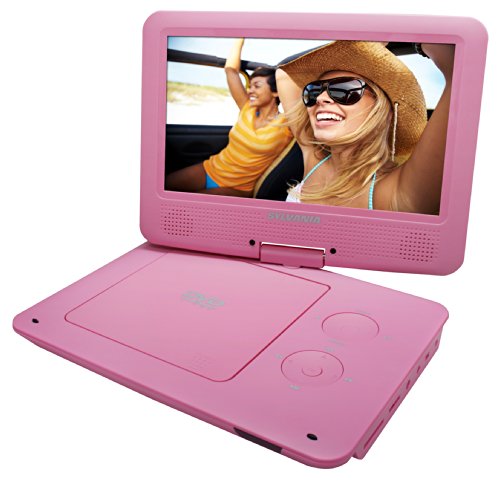 Sylvania 9-Inch Swivel Screen Portable Dvd/Cd/Mp3 Player With 5 Hour Built-In Rechargeable Battery, Usb/Sd Card Reader, Ac/Dc Adapter, Pink #TOP2