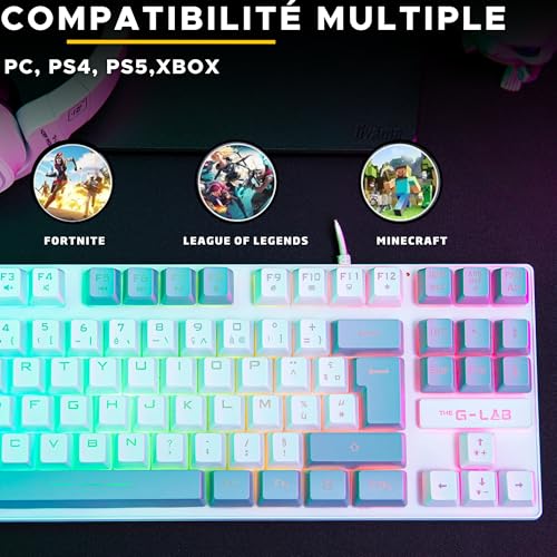 The G-Lab - Keyz Caesium TKL - Tastiera Gamer TKL 87 Tasti cablati USB AZERTY, RGB personalizzabile, 15 Macro programmabili - Tastiera Gaming Compact pout PC/PS4/PS5/XBOX - (bianco-grigio) - Tastiera gaming - Immagine 6