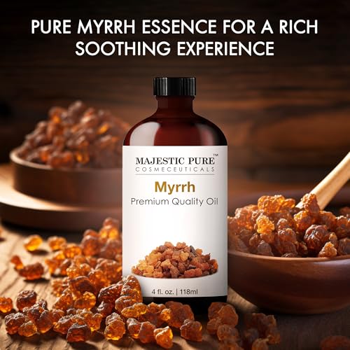 Image of Majestic Pure Essential Oil with Glass Dropper - 100% Pure and Natural - Essential Oils for Diffuser, Aromatherapy, Soap and Candle Making, Myrrh Essential Oil, Myrrh Oil, 4 Fl Oz (Pack of 2)