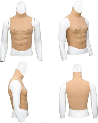 YIQI Silicone Muscle Chest Half Body High Collar Chest for Cosplay Makeup Halloween Props Male Shaper Stronger