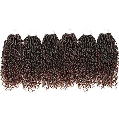 Goddess Locs Crochet Hair 14inch Boho Hippie Locs Braids Hair River Fauxs Locs Crochet Hair With Curly Hair In Middle Ombre Crochet Braids Hair 6 Packs