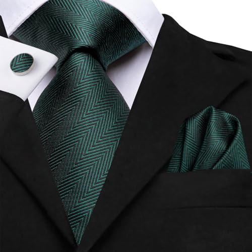 Image of Dubulle Mens Paisley Striped Tie Woven Necktie for Men and Handkerchief Cufflinks Set Wedding Formal Business